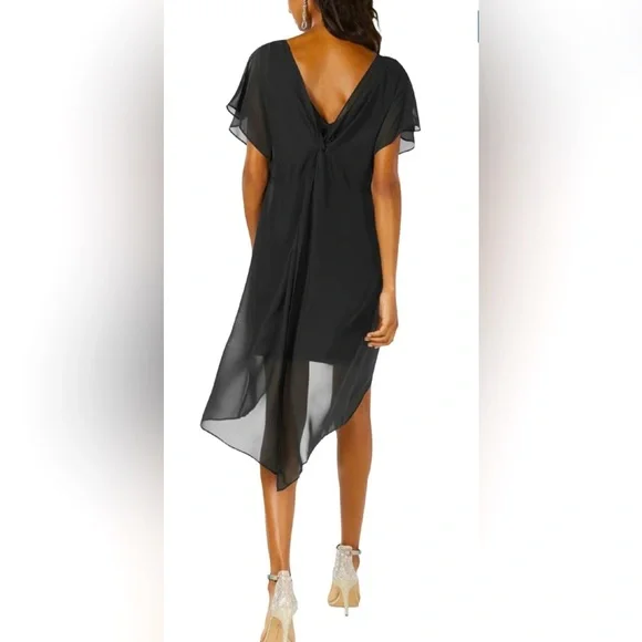 Adrianna Papell Chiffon overlay draped dress SIZE SMALL NWT